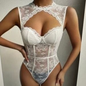 WHITE cut out lace bodysuit BRAND NEW NEVER WORN